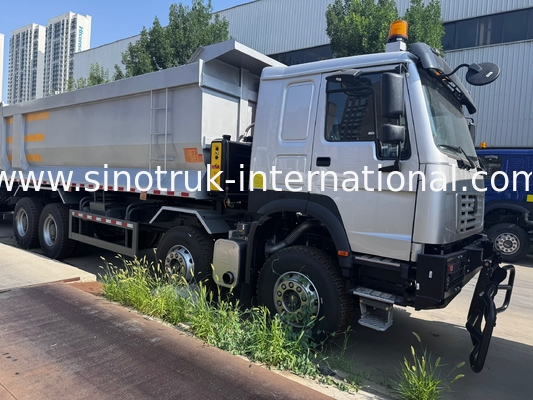 SINOTRUK HOWO 371HP 8X4 Свертывающий грузовик Строительство Старый фронтальный фронт Военный бампер для горных районов Два предупреждающих огня Контейнер типа U
