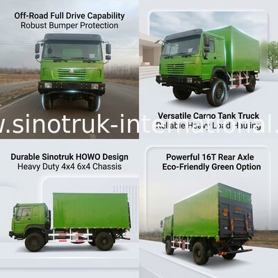 Тяжелый грузовик SINOTRUK с типом привода 4X4 LHD, грузовым резервуаром 5000*2300*2300 мм и грузоподъемностью задней оси 16 т для перевозки тяжелых грузов