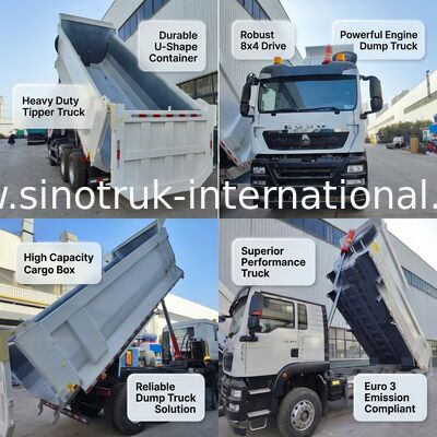 Самосвал HOWO TX 6*4 Белого цвета с двигателем MAN 390 л.с. и кузовом 20 куб.м для превосходной производительности