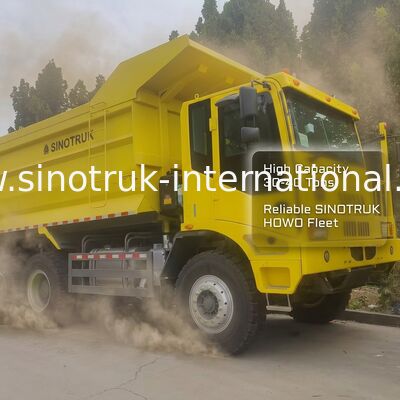 Карьерный самосвал Sinotruk с двигателем 6x4 мощностью 430 л.с. и грузовым коробом с толщиной днища 16 мм.