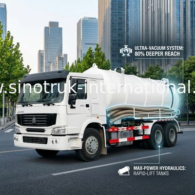 Тележка нечистот вакуума высокой эффективности 17CBM LHD 336HP для урбанского дождя Wells