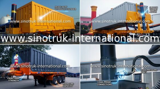 Semi цапфы 70Tons 25-45CBM тележки Tipper 3 трейлера для минировать/конструкция