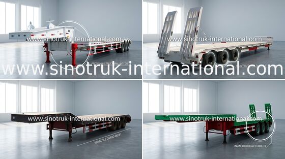 75 17m Lowbed Semi тонн тележки трейлера, Tri - трейлеры цапфы Semi планшетные