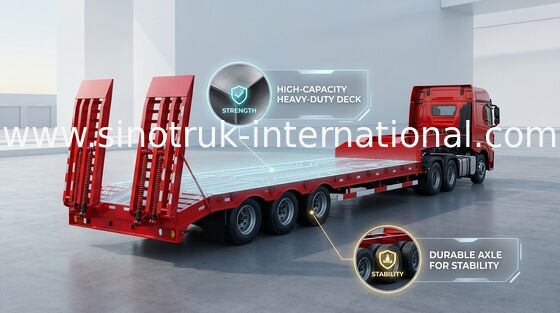 Низкие кровати цапфы тележки трейлера 3 Semi 80 тонн 17m для нагружая машины конструкции