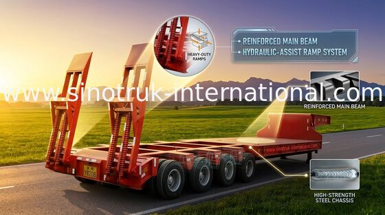 Низк-кровати цапфы 70Tons 17m тележки трейлера 3 Semi для нагружая машины конструкции