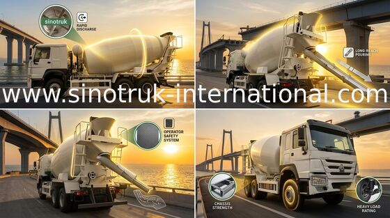 Самосвал-бетоносмеситель HOWO SINOTRUK 10 куб. м 371 л.с. 6x4 с левым рулем. Стабильный и эффективный