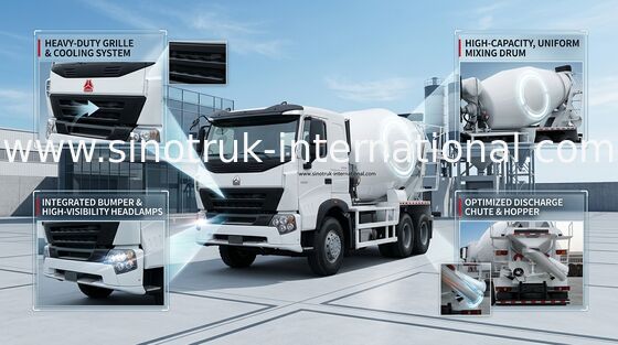 Тележка 10CBM 371HP 6X4 LHD насоса оборудования A7 конкретного смесителя конкретная