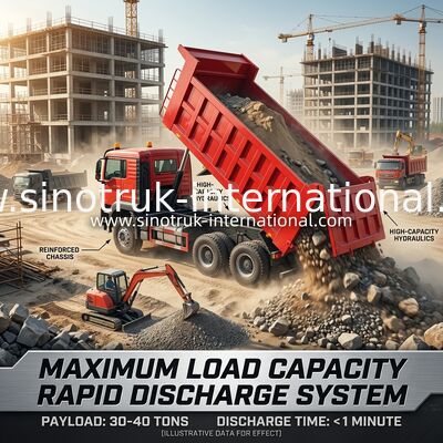 Высокоэффективный самосвал HOWO TX 6x4 | Красный кузов, двигатель 400 л.с., контейнер 20 куб. м, тяжелый транспорт 60 тонн