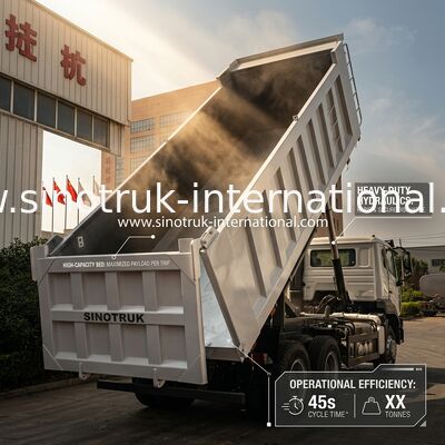 Самосвал SINOTRUK HOHAN Howo с центральным подъемом, двигатель Weichai 6 × 4, левостороннее рулевое управление, прямоугольный кузов, белый, 19-20 куб.м.
