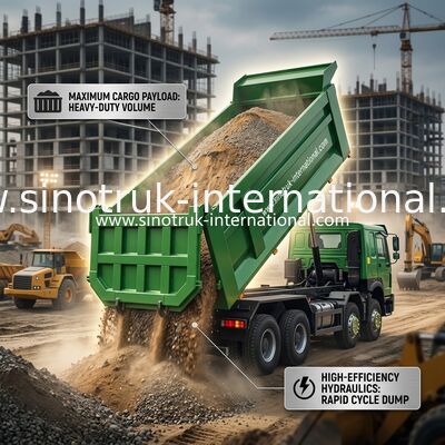 SINOTRUK HOWO 400HP 8X4 Tipper Dump Truck Строительство Старый фронтальный фасад Кабина призрака Военный бампер U Type Container
