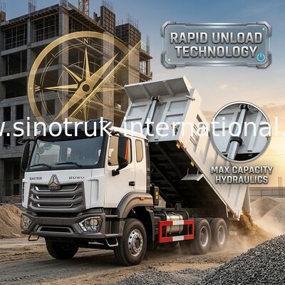 2 пассажира Sinotruk Hohan Tipper Dump Truck Weichai Двигатель 6 × 4 LHD 380 л.с. с ручной трансмиссией