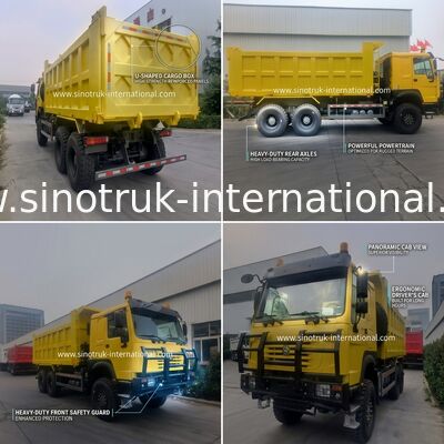 Sinotruk Howo Tipper Dump Truck 6 × 6 с полным приводом с 14,00R20 однотонной шиной 380 л.с.
