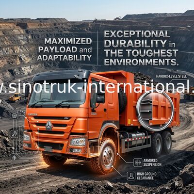 Sinotruk Howo Типпер Дэмп Трк 400hp 8 × 4 Rhd 12 колес Большой поднос 7600 мм