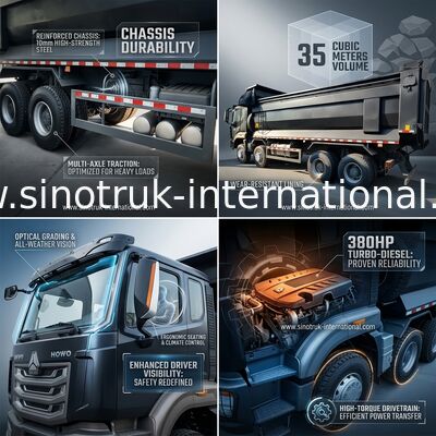 RHD 8×4 12 колес HOWO Типпер грузовик 380 л.с.