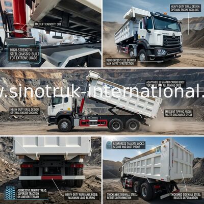 LHD 8×4 12 катит лошадиную силу 371HP белого самосвала Tipper HOWO высокую