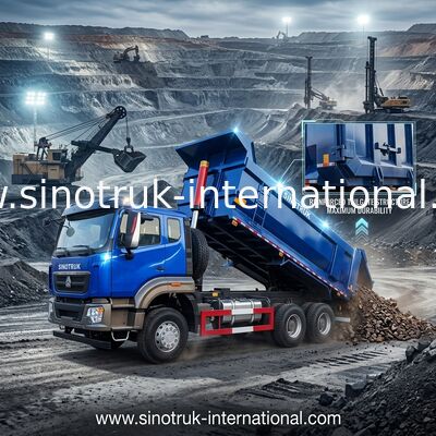 SINOTRUK HOWO Дамп-грузовик 6 × 4 10 колес RHD 380hp U Type One Предупреждающий свет