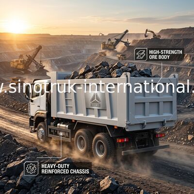Высокие колеса самосвала LHD 6×4 10 Tipper лошадиной силы 400HP HOWO белые
