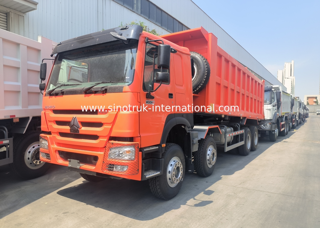 Sinotruk Howo Типпер Дэмп Трк 400hp 8 × 4 Rhd 12 колес Большой поднос 7600 мм