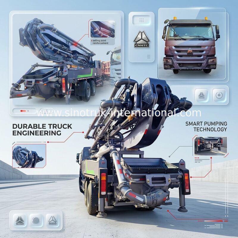 Высокопоставленный мастер HOWO 380HP Smart Pump Truck ≈ 52m Boom 6x4 Traction для непревзойденного вертикального разлива