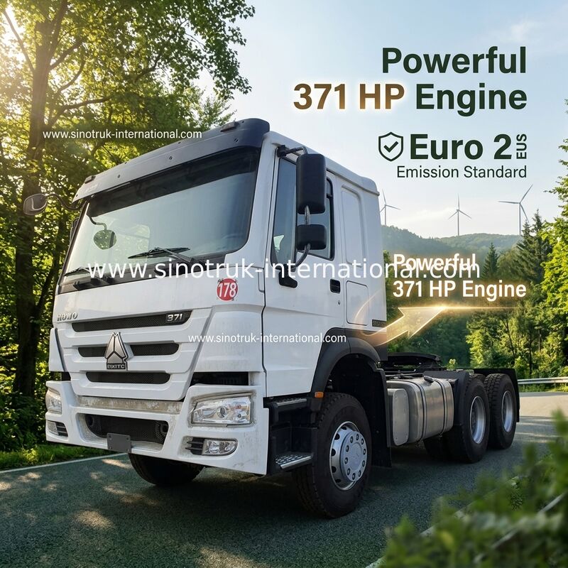 HOWO A7 Подержанный тракторный грузовик LHD 6X4 Euro 2 371 HP с гидравлическим рулевым управлением белый