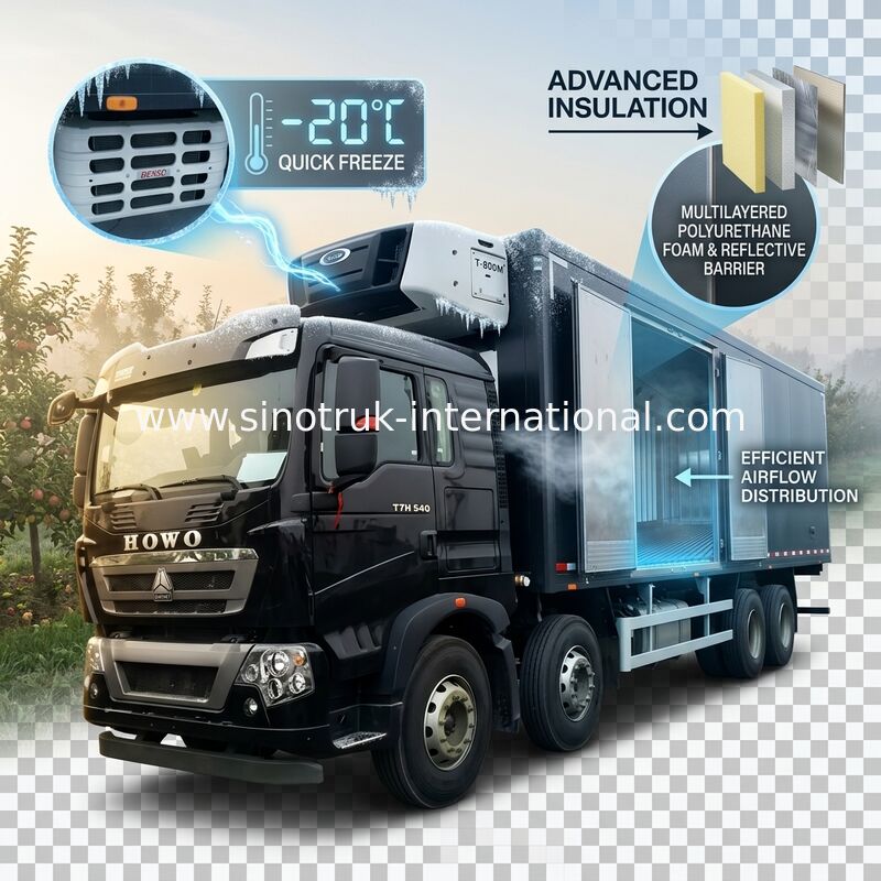 Тележка доставки замороженной еды ХОВО Т5Г ЛХД 8×4 энергопотребление 40 тонн низкое