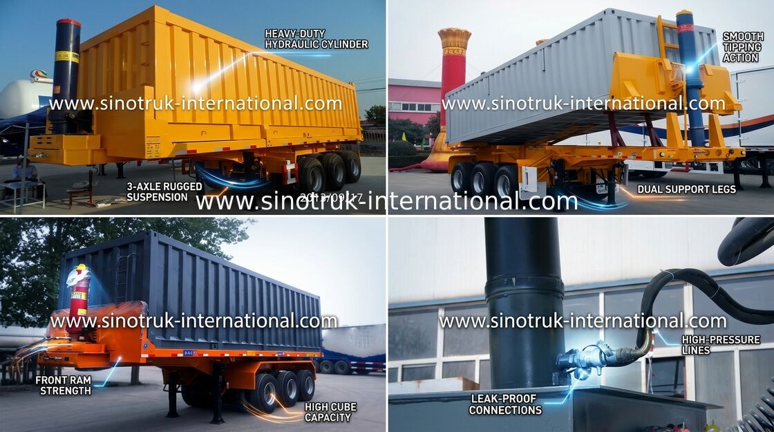 Semi цапфы 70Tons 25-45CBM тележки Tipper 3 трейлера для минировать/конструкция