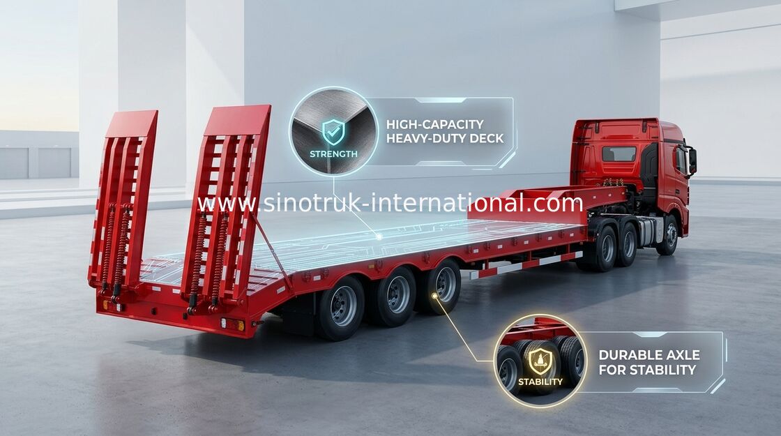 Низкие кровати цапфы тележки трейлера 3 Semi 80 тонн 17m для нагружая машины конструкции
