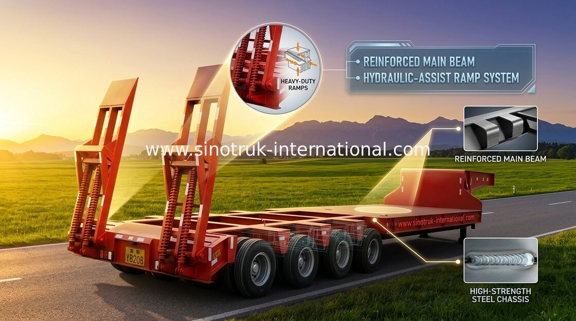 Низк-кровати цапфы 70Tons 17m тележки трейлера 3 Semi для нагружая машины конструкции