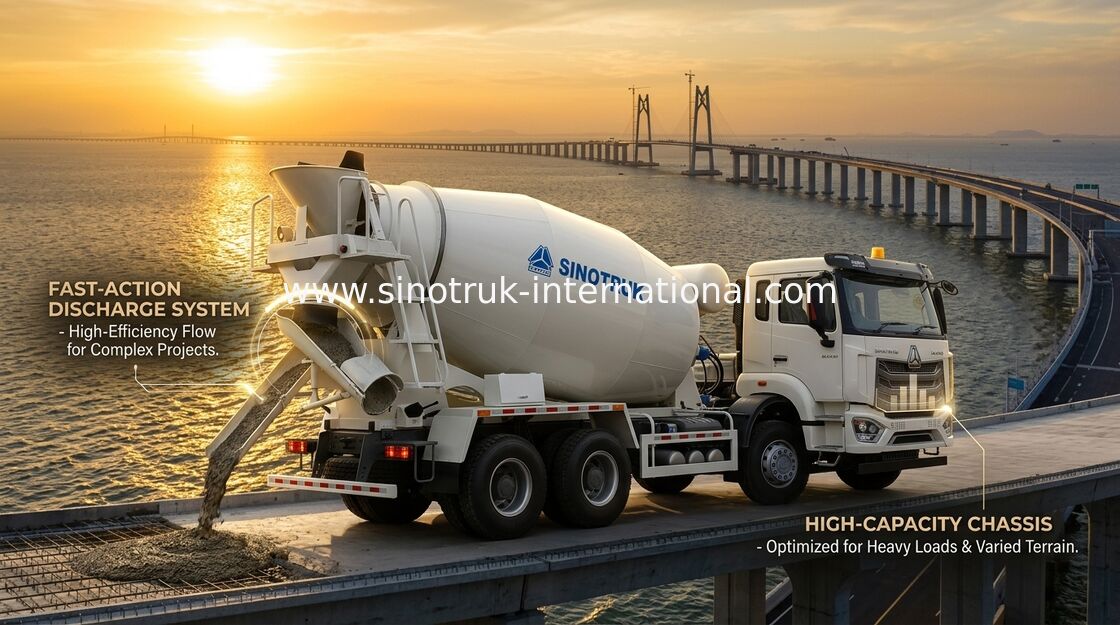HOWO RHD 6*4 12CBM Белый микшерный грузовик Высокая лошадиная мощность 380 л.с. Высокоэффективный итальянский микшерный бак