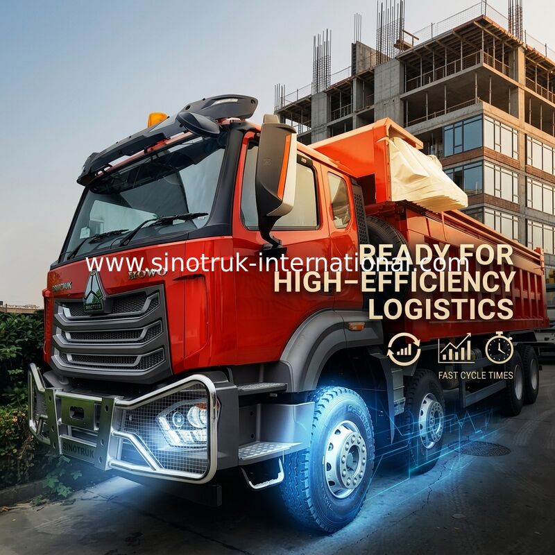 Супер подшипник HOWO 8×4 Red Tipper. 371 лошадиная сила, 27 лошадиных моторов, большая вместимость, 80 100 тонн тяжелого транспорта.