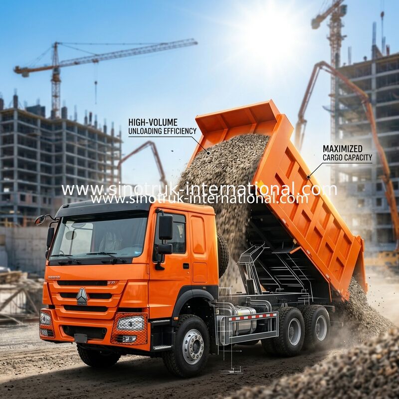 371HP 6x4 Дэмп-Трак 20.01CBM Мастерство полезной нагрузки для повышения эффективности тяжелой работы