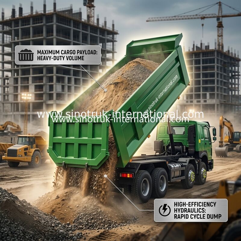 SINOTRUK HOWO 400HP 8X4 Tipper Dump Truck Строительство Старый фронтальный фасад Кабина призрака Военный бампер U Type Container