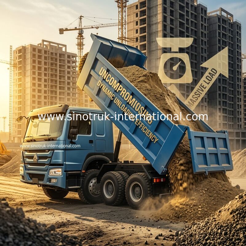 Увлекательный голубой HOWO 8×4 380HP 26.91CBM Дамп-Трак, где сила встречает точность в каждой нагрузке!