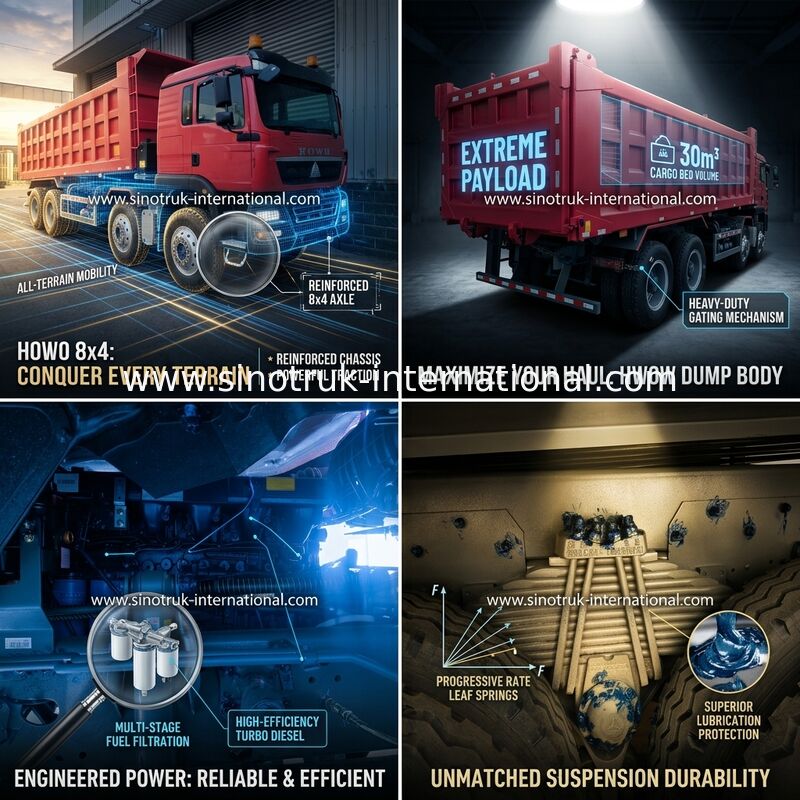 Sinotruk Howo Tipper Dump Truck Tx 400hp Euro 2 8 × 4 Lhd 12 колес Красный
