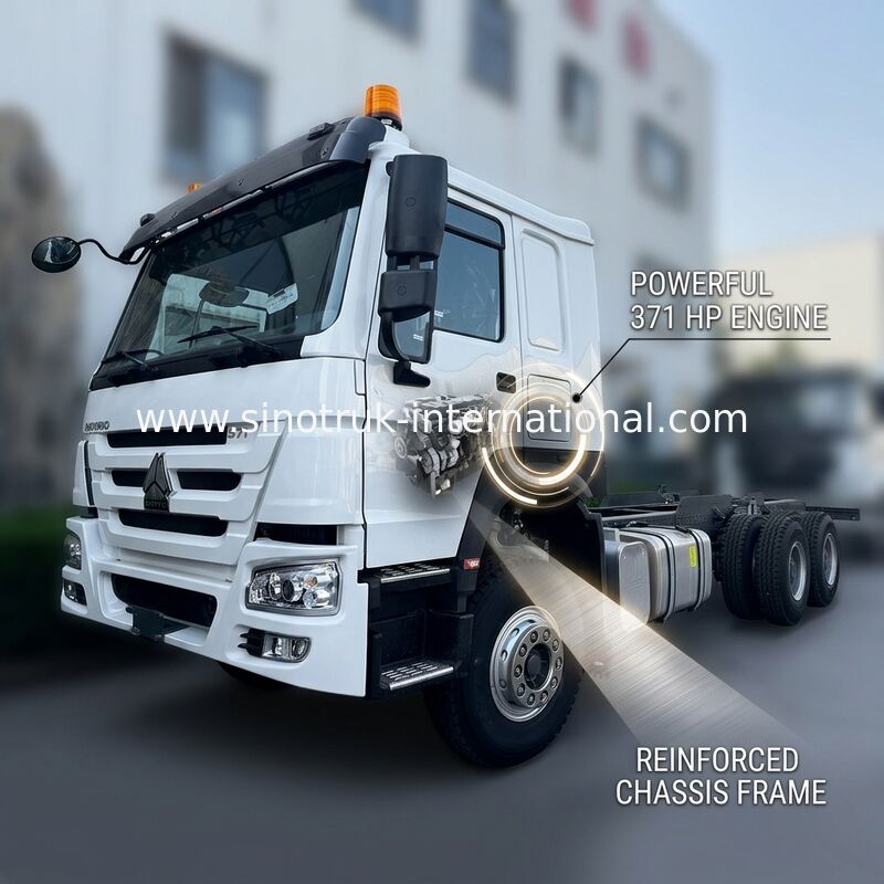 SINOTRUK HOWO Шасси грузовика SINOTRUK двигатель 371HP 6 × 4 RHD со световым предупреждением, используемый в грузовиках грузовых грузовиков Водокаров