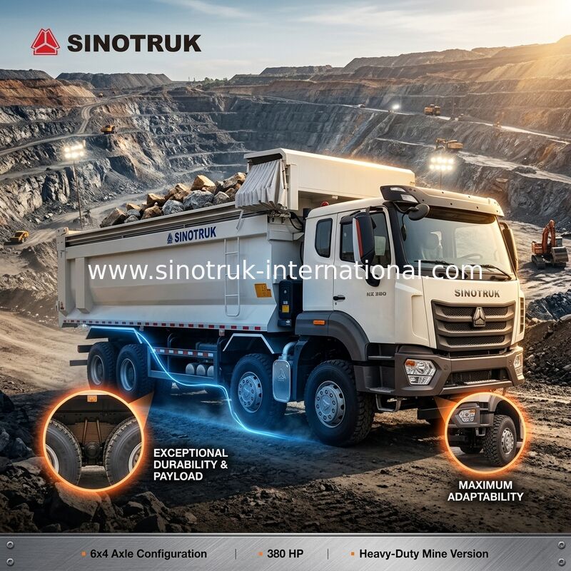 Sinotruk Hohan Новый HOWO Дэмп-грузовик N7 6 × 4 10 колес 380hp RHD U Тип Автоматическая брезент