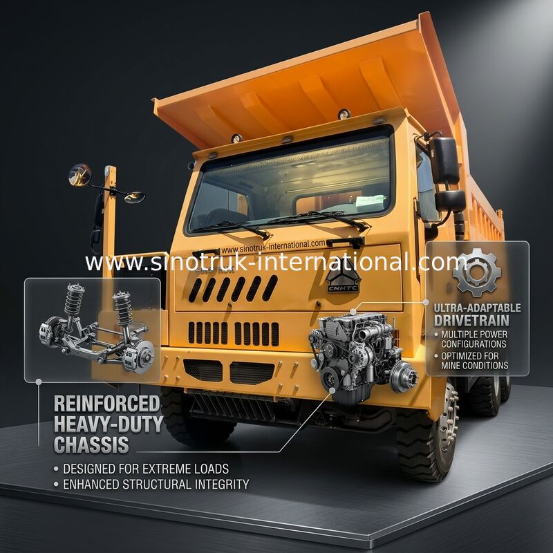 Sinotruk Howo Горный сбросщик 90 тонн 6 × 4 высокопрочный стальной грузовой корпус