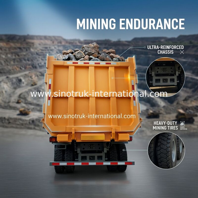 SINOTRUK Heavy Duty Tipper Dump Truck LHD с односторонней высокопрочной скелетной кабиной 371HP