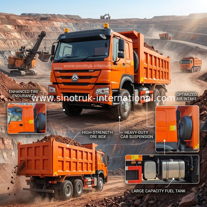 400 л.с. Оранжевый грузовик RHD 6×4 10 колес Высокая лошадиная мощность