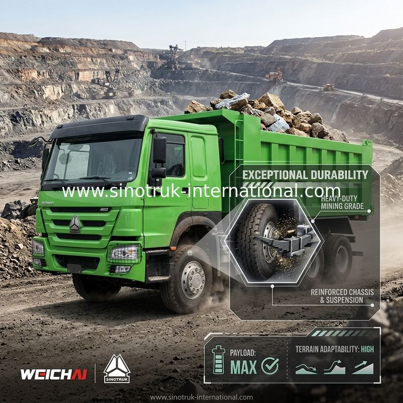 Sinotruk Howo Tipper Dump Truck Weichai 400hp 6 × 4 Lhd Зеленый средний подъем