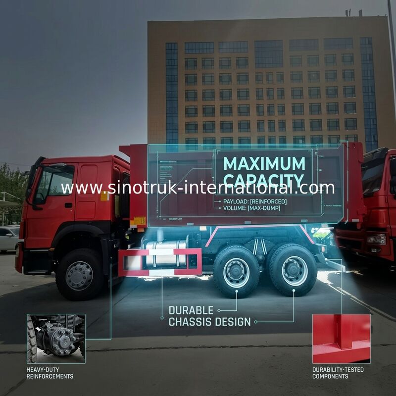 Самосвал RHD 6×4 336HP Tipper SINOTRUK HOWO в красном цвете