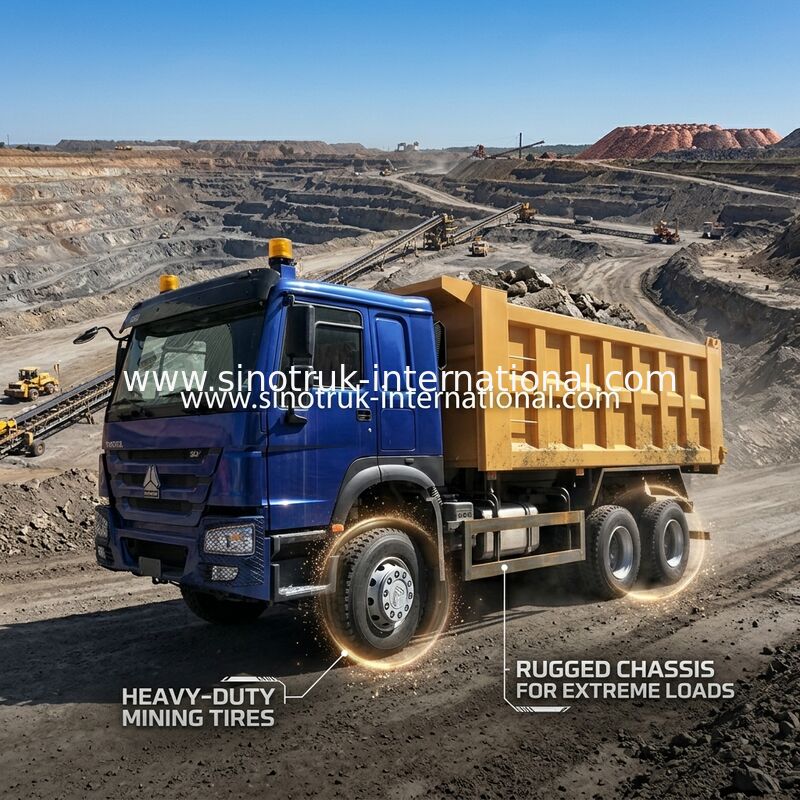 Голубое желтое евро II САМОСВАЛА LHD TIPPER SINOTRUK HOWO 400HP 6x4