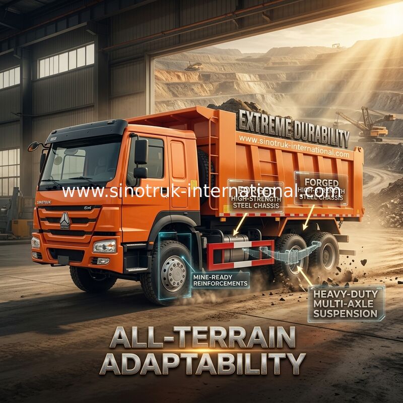 Sinotruk Howo Tipper Dump Truck Weichai 380hp 6 × 4 5200 - 5800 мм Для экспорта