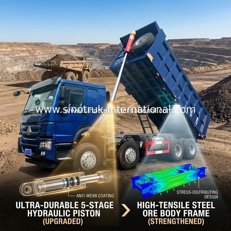 Самосвал SINOTRUK HOWO LHD 12wheels 8X4 400HP голубой для фронта минирования поднимая 50Tons