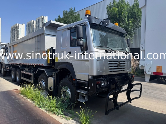 SINOTRUK HOWO 371HP 8X4 Свертывающий грузовик Строительство Старый фронтальный фронт Военный бампер для горных районов Два предупреждающих огня Контейнер типа U