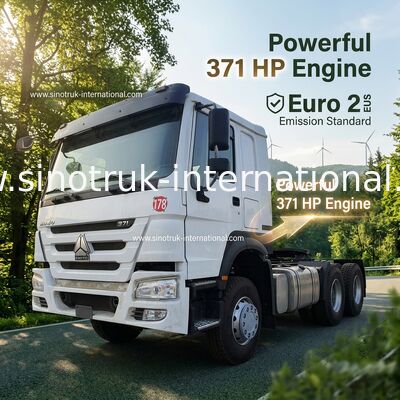 HOWO A7 Подержанный тракторный грузовик LHD 6X4 Euro 2 371 HP с гидравлическим рулевым управлением белый