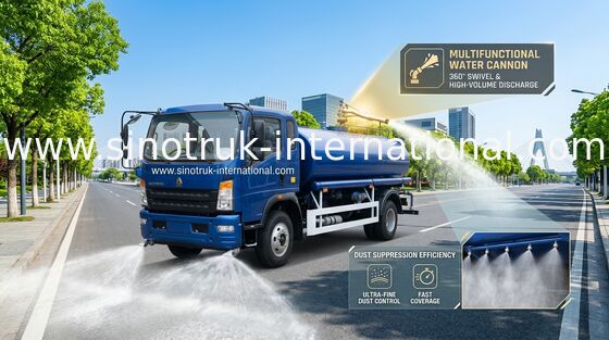 Самосвал SINOTRUK HOWO с цистерной для воды, дизельным двигателем 140 л.с., полной массой 8000 кг и правым/левым рулем для городского и промышленного водоснабжения