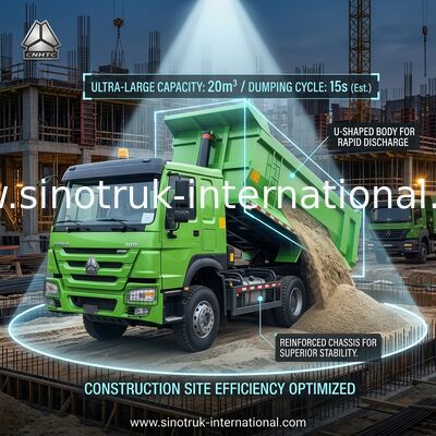 Sinotruk Howo Tipper Dump Truck 380hp 6 × 4 U Форма грузового кузова Зеленый цвет