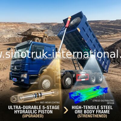 Самосвал SINOTRUK HOWO LHD 12wheels 8X4 400HP голубой для фронта минирования поднимая 50Tons